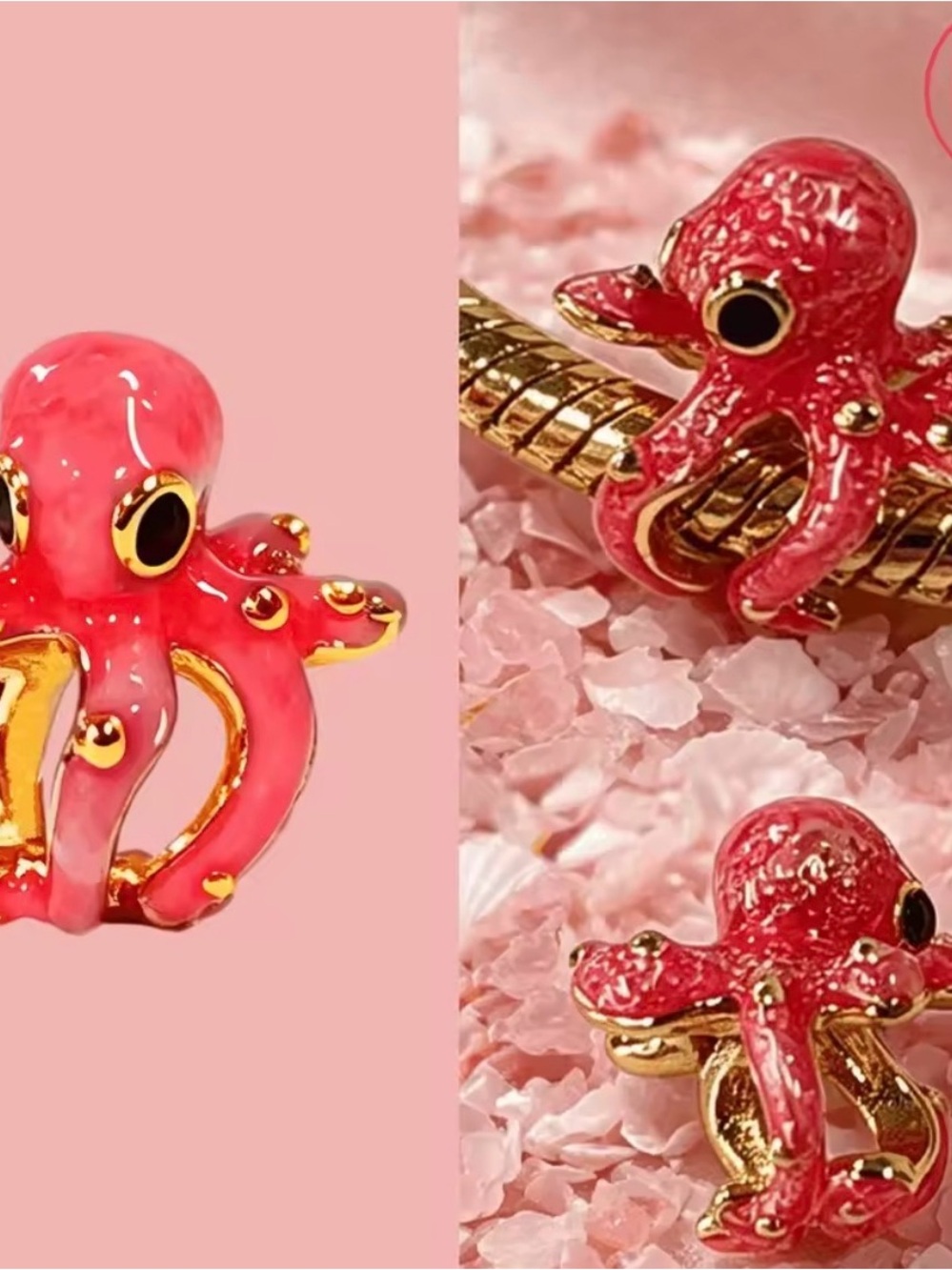 Sterling Silver red  Octopus charm compatible with pandora bracelet